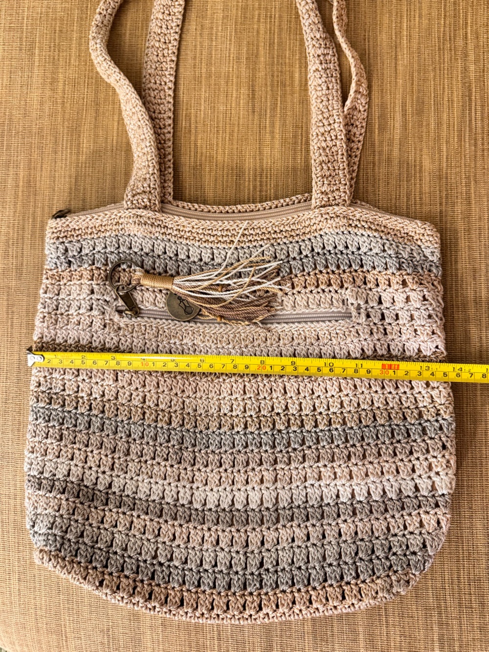 The Sak Neutral Striped Crochet Shoulder Tote Bag - Picture 5 of 7